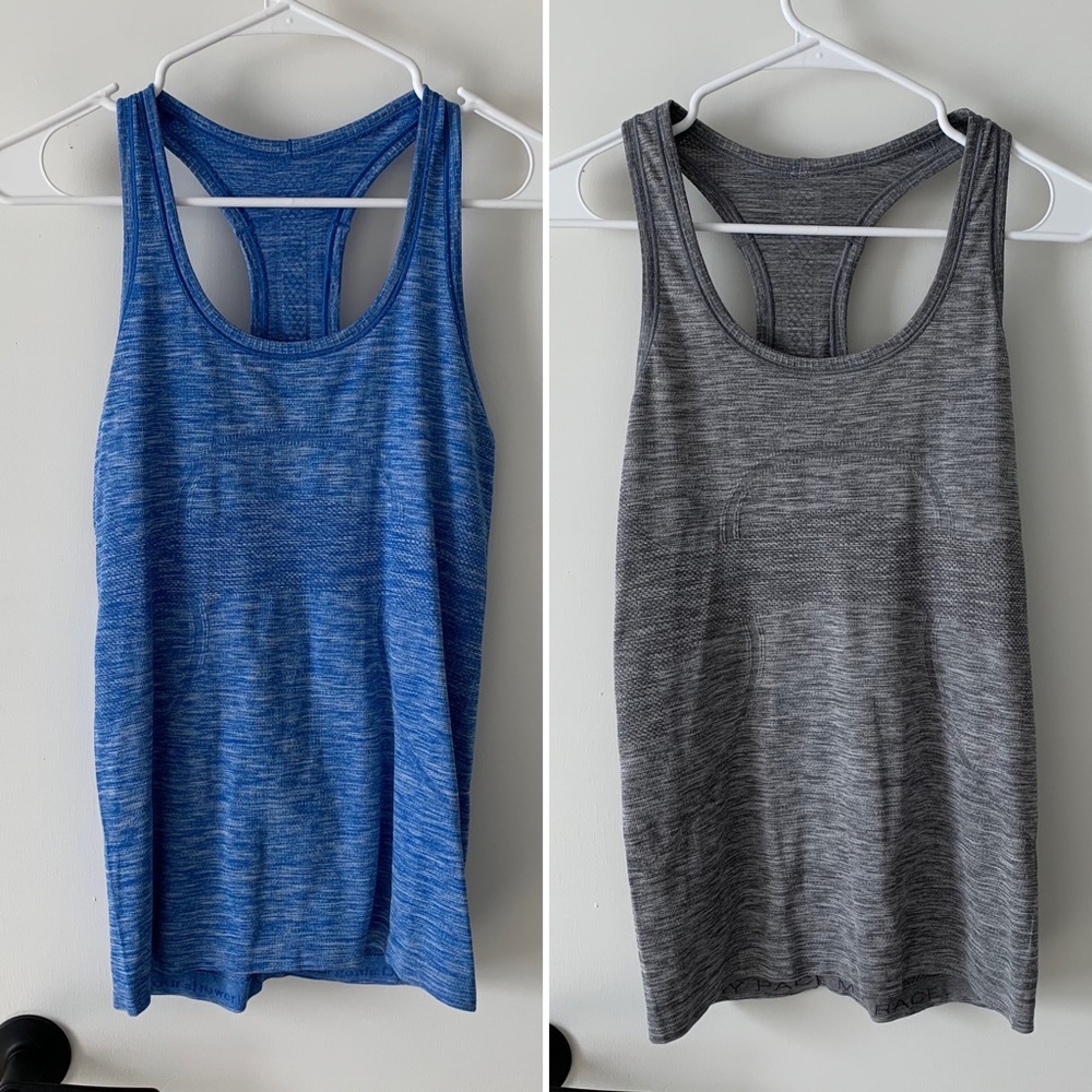 Set of 2 Lululemon Swiftly Tech Tank Tops Size 6 Gray / Blue